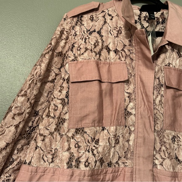 NWT Lane Bryant Sz 18/20 Petite Dusty Rose Lace Jacket Button-up Jacket Blouse! - Picture 5 of 16